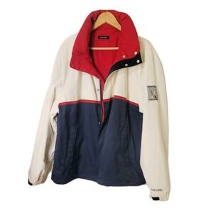 Vintage Nautica Challenger Reversible Boatyard Sailing Jacket‎ XL Red White Navy